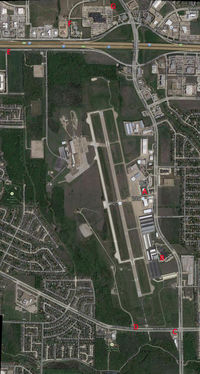  - Spotting map for Arlington Municipal Airport. The red letters indicate places that you can see action around the airfield.
 - by Zane Adams
