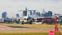  @ London City Airport - Swiss Air is the first to land on 27 this Sunday (LCY). - by Phil R Hamar