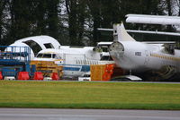  - from L to R B-5091 B737 cockpit and three ATR's SX-BIB, SX-BID and N19DZ in the scrapping area at Kemble - by Chris Hall