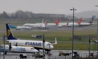  - A Busy Edinburgh airport during the six nations rugby game between Scotland & france - by Mike stanners