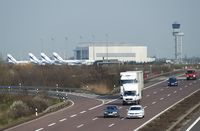  - View over Autobahn A14 to apron 3 and maintanance hall of AN 124 (operated by Ruslan-Salis)... - by Holger Zengler