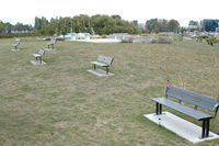  - Benches at Larry Berg Flight Path facing runway for viewing take offs and landings. - by metricbolt