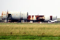  - Blackpool EGNH - Fire training area on southside. Remains of C152 G-GFIA are visible. Dumped Cougar G-OOGS is nearby (not in shot) - by Clive Pattle