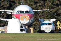  -  ex B-2332 China Eastern Airlines A319 and G-ISLI Blue Islands ATR 72 in the scrapping area at Kemble - by Chris Hall