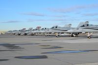 - F/A-18s from VMFA-232  “Red Devils”, and VMFA-323 “Death Rattlers”, NAS Miramar, CA parked on the south GA ramp. - by Gerald Howard