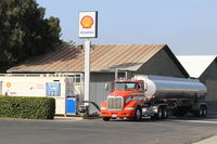  - Santa Paula Airport self-serve SHELL AVIATION 100LL fuel dock, being refueled by tanker. Location: Midfield North. No subsequent price change as of several hours later photo taken..  - by Doug Robertson