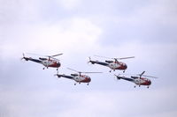  - Deelen Air Base Open Day 1983: Royal Netherlands Air Force helicopter display team Grasshoppers with Sud Aviation SE3160 Alouette III in the red-white-blue colours of the Dutch flag - by Van Propeller