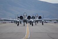  - Four A-10C from the 190th Fighter Sq., Idaho ANG taxiing down Foxtrot to the de arm pad and pre flight inspections. - by Gerald Howard