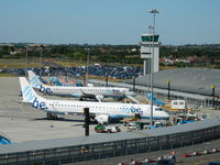  - EI-GGC and G-FBEC of Flybe at stand on 15th August 2018 , taken from the Holiday Inn Hotel  - by Paul Howlen