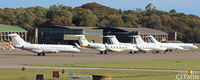  - A line-up of bizjets at Leuchars Station for the Annual Alfred Dunhill Links Golf Championships being held at the nearby 'Old Course' at St Andrews. - by Clive Pattle