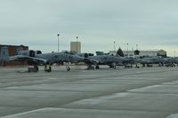  - EA-18G 168380 had a blown tire when land ing on RWY 28L. Towed to Idaho ANG ramp and placed between two A-10s. Can you spot it? - by Gerald Howard