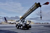  - Crane used to lift flight controls and engines. SFO 2019. - by Clayton Eddy